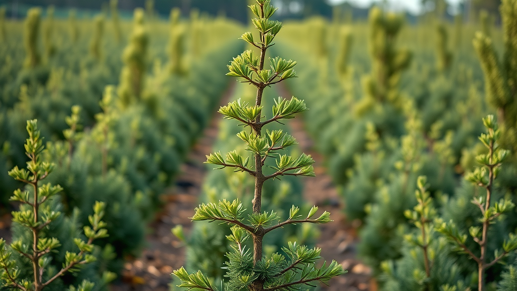 tree pruning techniques slender young sapling with pruned central leader and vigorous healthy growth