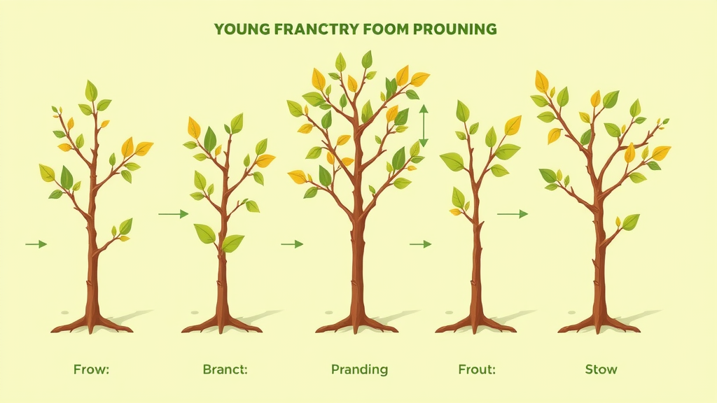 Development stages of fruit tree after summer pruning, highlighting tree shaping and benefits of summer pruning for tree health
