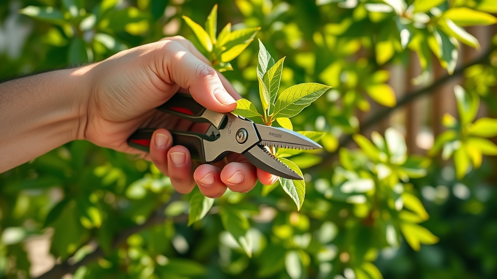 summer tree pruning with clean pruning shears for optimal tree health