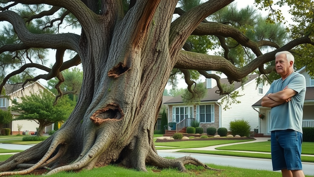 hazardous tree removal mature oak extensive decay neighbor concerned