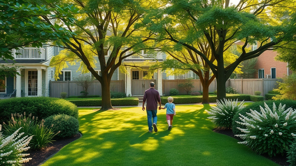 lush residential backyard vibrant greenery families flourishing trees professional tree service