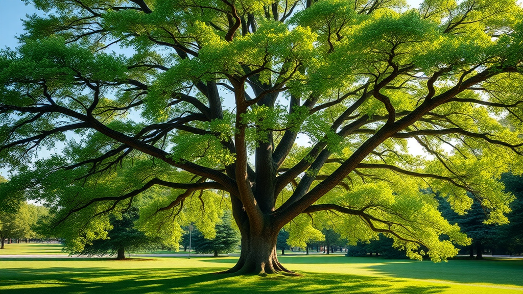 tree trimming expert work healthy hardwood vibrant foliage in park setting