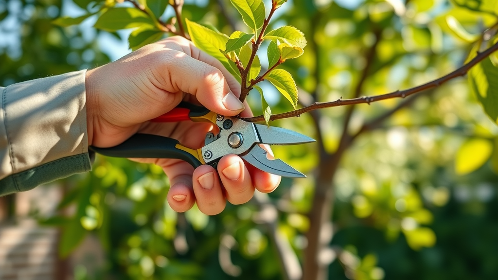 tree pruning in summer sharp bypass pruners precise cut healthy tree