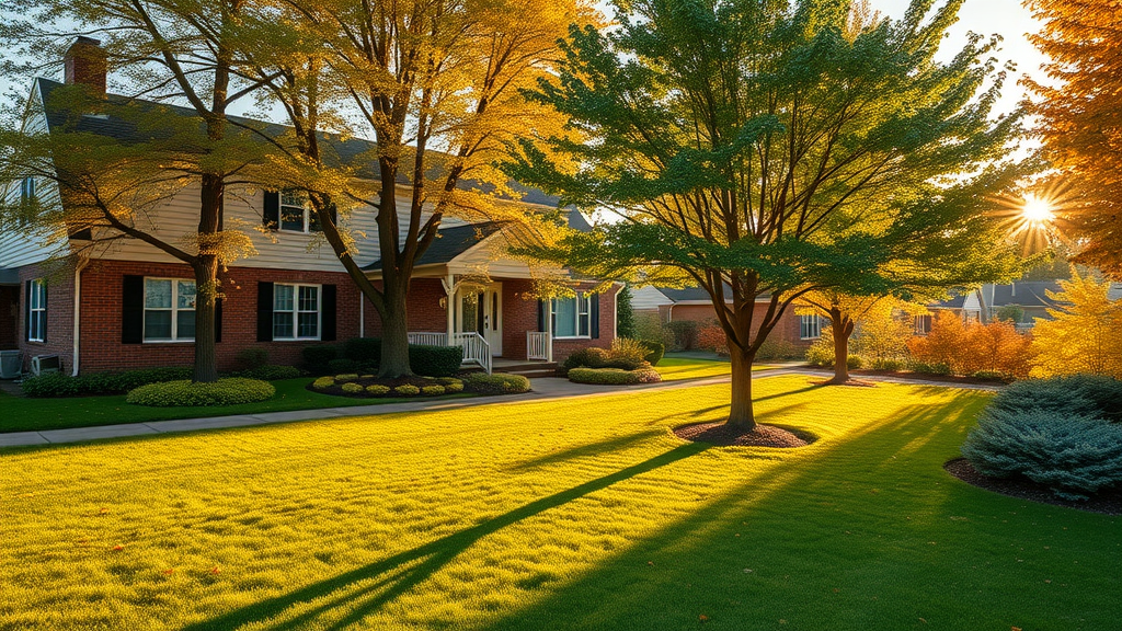Young tree over-pruned beside a healthy mature tree—common fall tree care mistakes to avoid