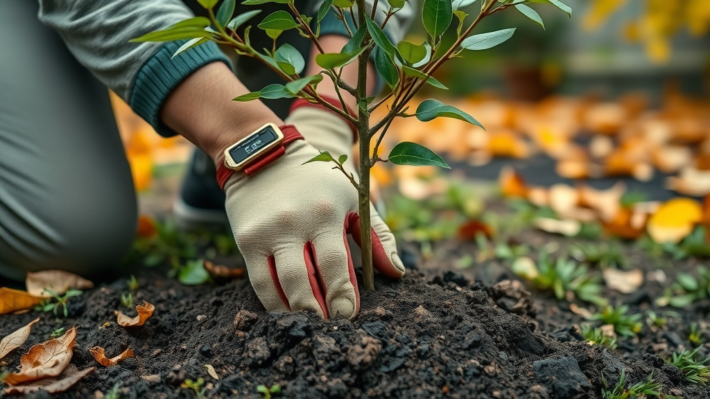 Gardener checking soil moisture of a newly planted tree in autumn to ensure a proper tree watering schedule fall.