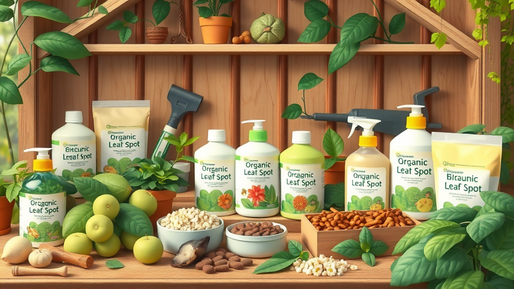array of organic and biological leaf spot fungicide alternatives, sustainable garden products