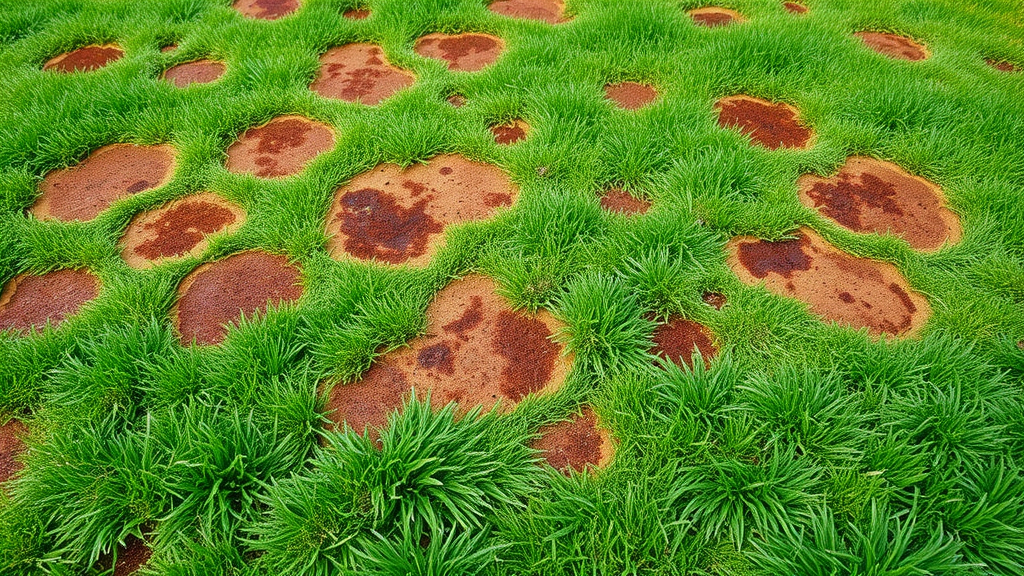 Lawn with brown patch and healthy green spots, clear signs of lawn disease and types of fungi.