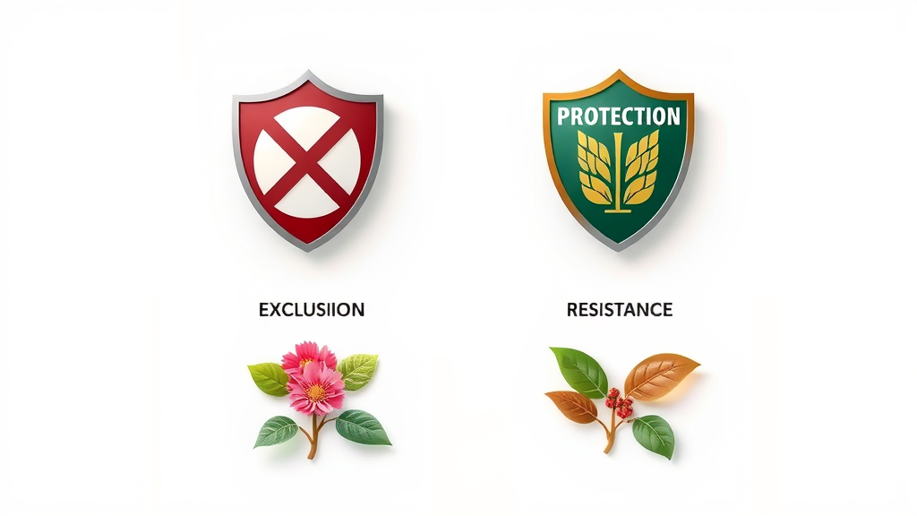 exclusion eradication protection resistance plant disease management shield icons
