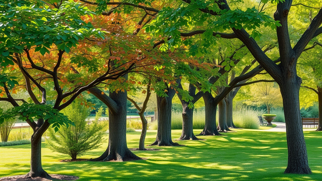 deer approaching but avoiding lush green deer-resistant shrubs and trees near a fence with a forest-edge background